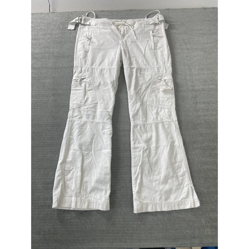 Y2K LEI Corduroy Pants Women 13 White Low Rise Wide Leg Indie Skater Grunge